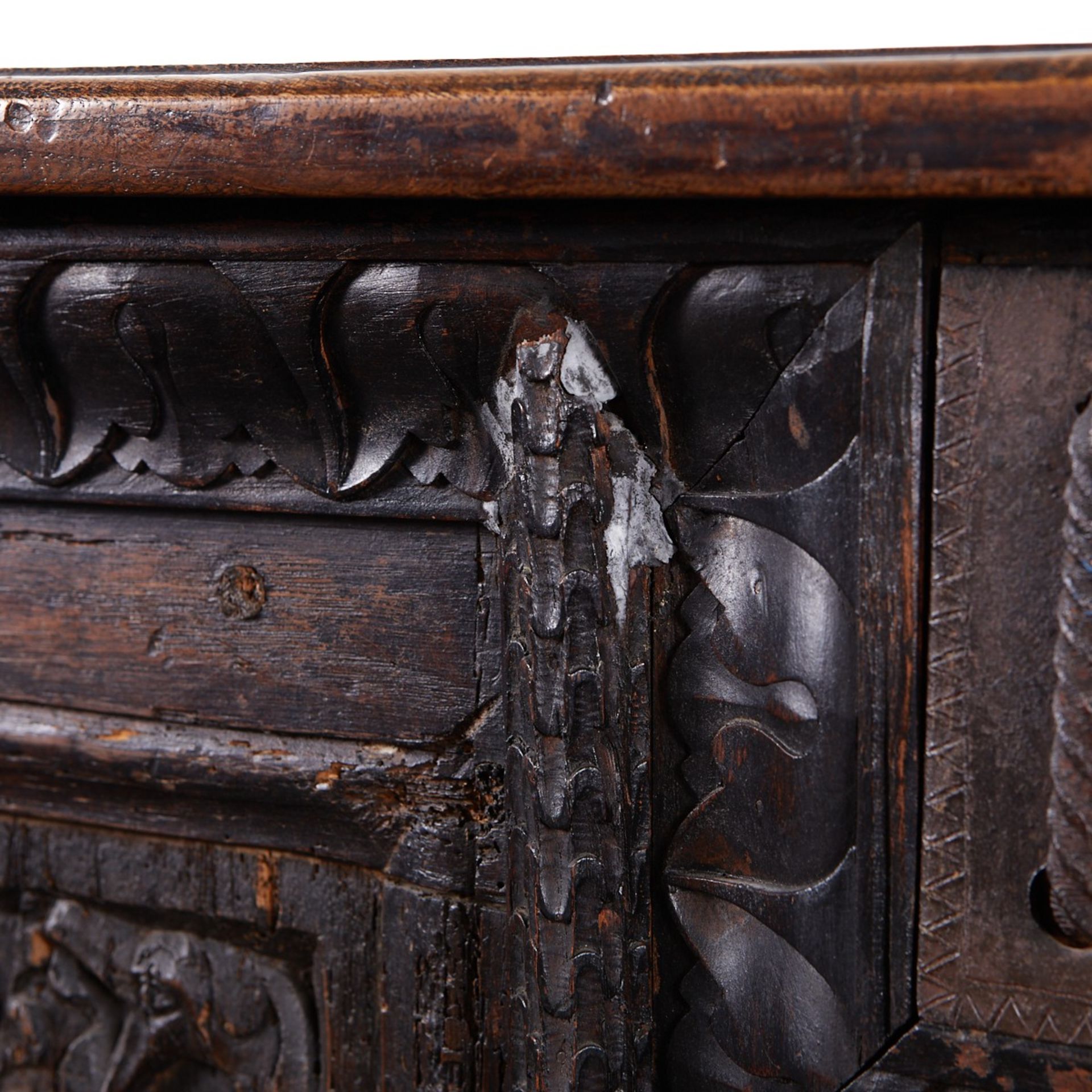 Flemish Carved Wood Dowry Chest - Bild 12 aus 12