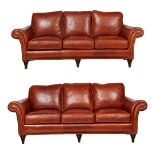 Pr: Hancock & Moore Brown Leather Couches