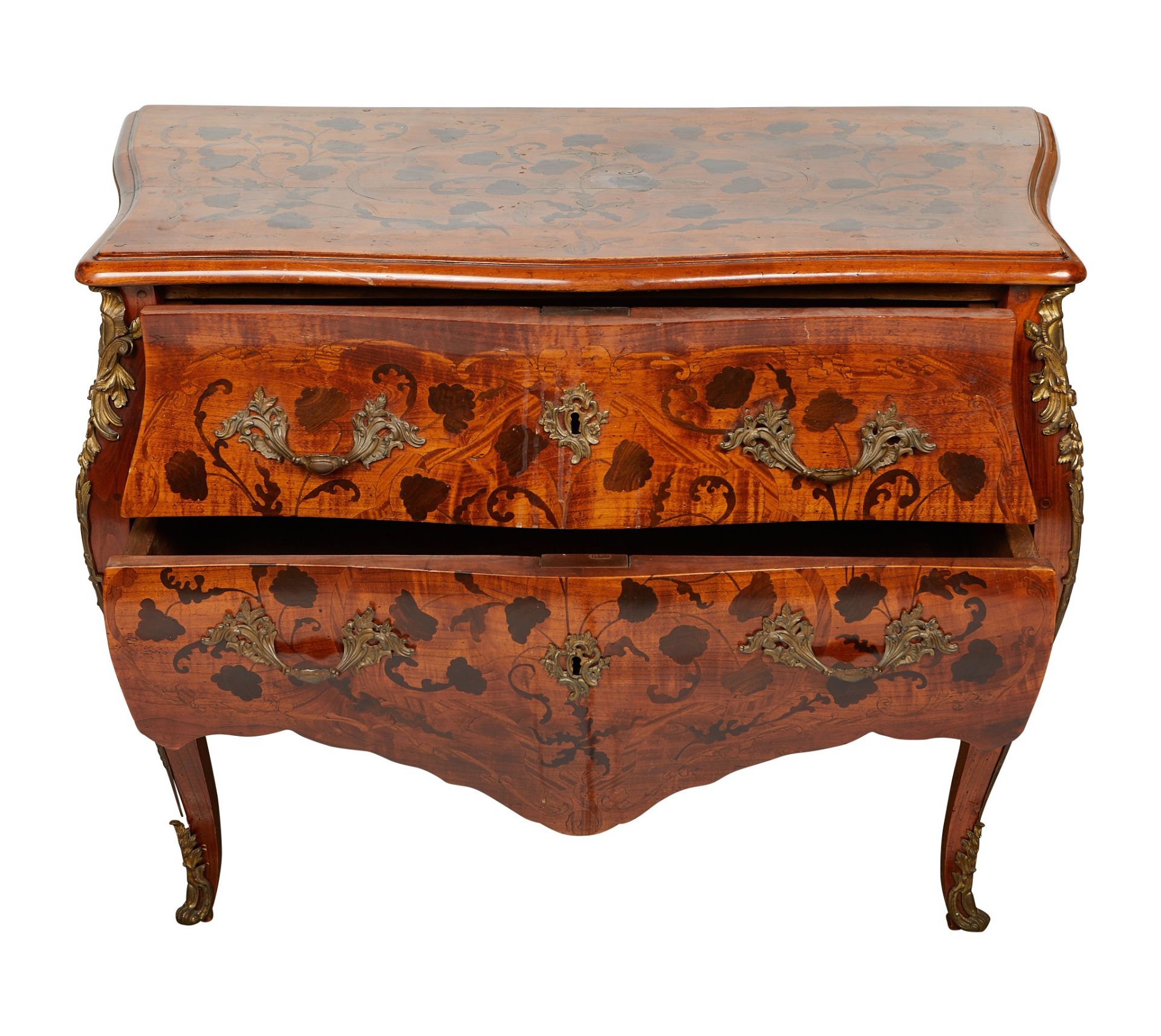 Louis XV Style Marquetry Bombe Commode - Bild 6 aus 12