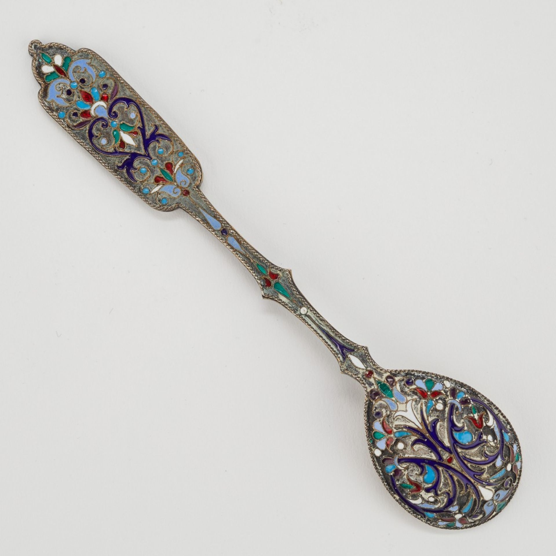Russian Enameled Silver Spoon & Box - Image 2 of 14