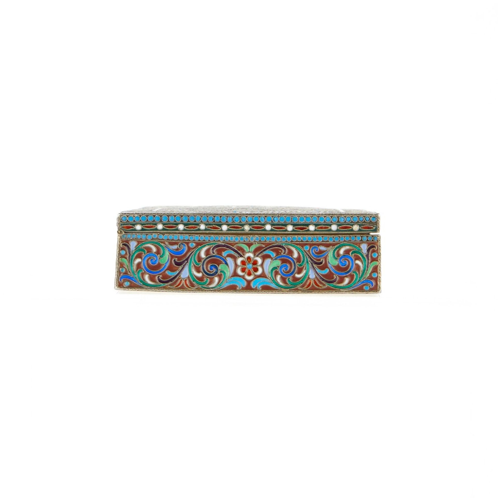 Russian Enameled Silver Tabletop Cigarette Box - Image 4 of 17