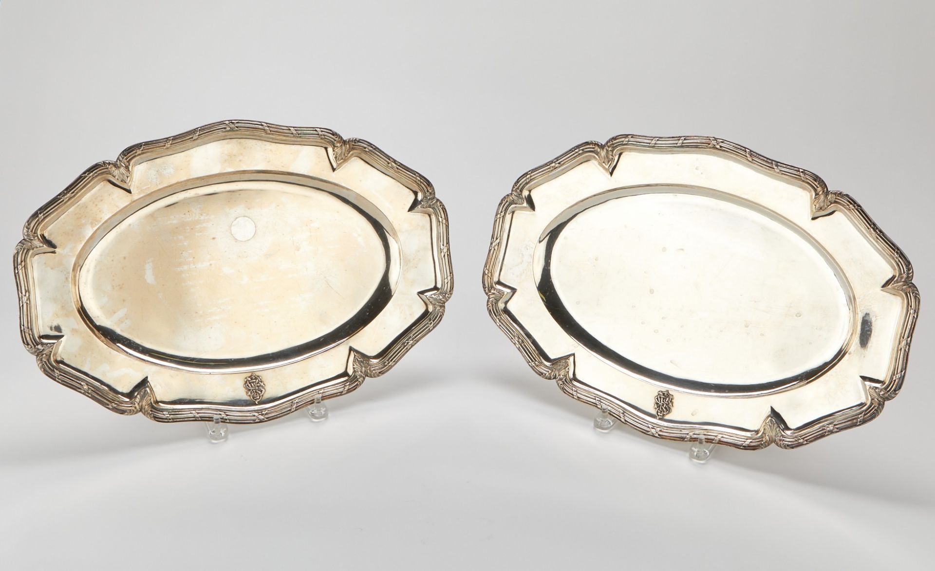 Pair Russian Silver Platters Riedel ca. 1900