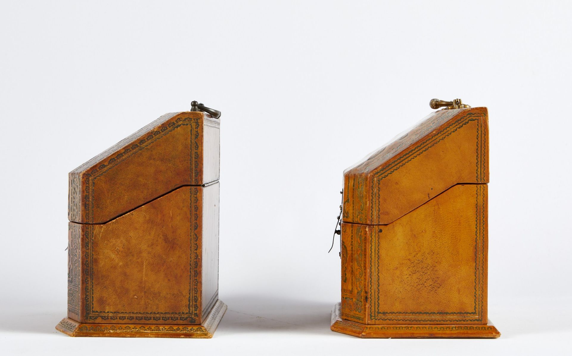 Pr: Italian Gilt Tooled Leather Letter Boxes - Bild 3 aus 8