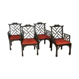 Grp: 4 Chinoiserie Lacquered Armchairs