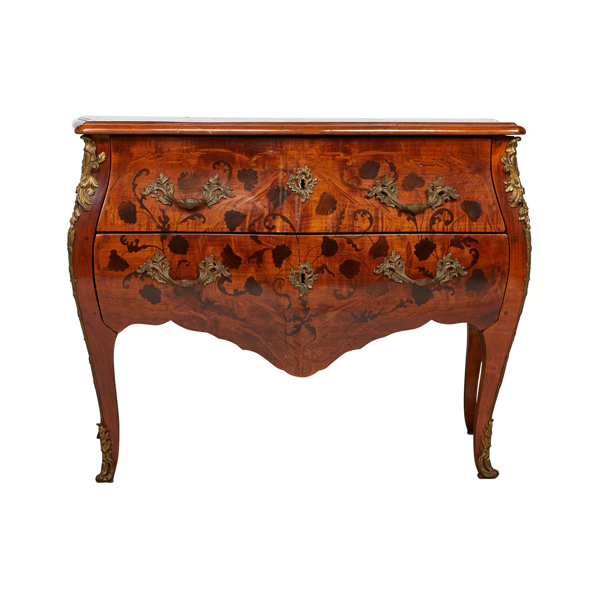 Louis XV Style Marquetry Bombe Commode - Bild 2 aus 12