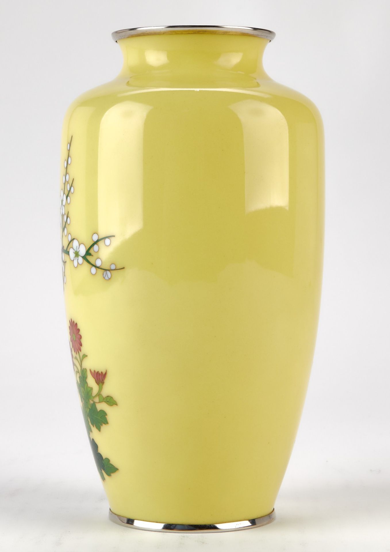 Japanese Cloisonne Vase w/ Flowers and Birds - Image 2 of 8