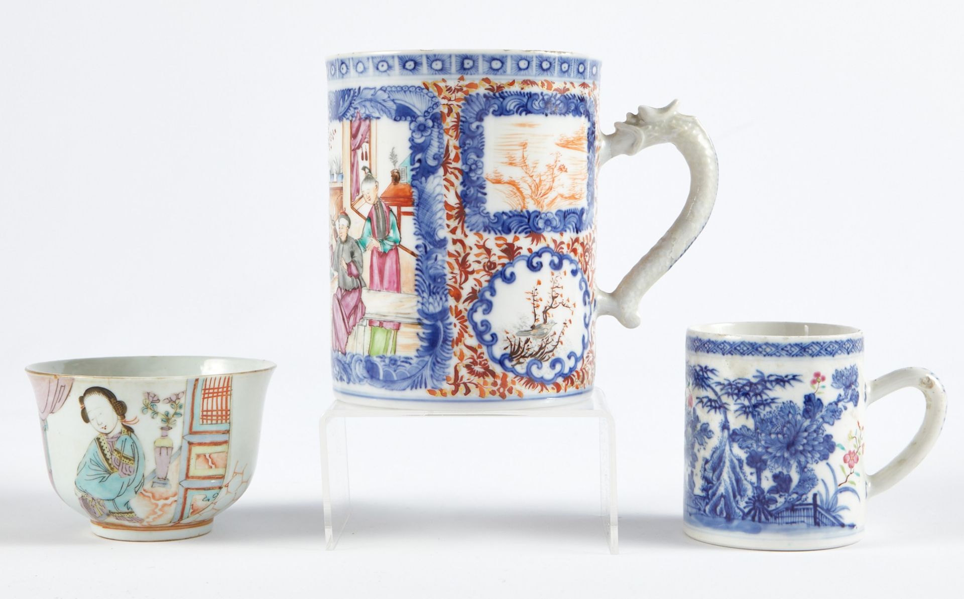 Grp: 3 Chinese Porcelain Ceramic Items Mugs - Bild 2 aus 11