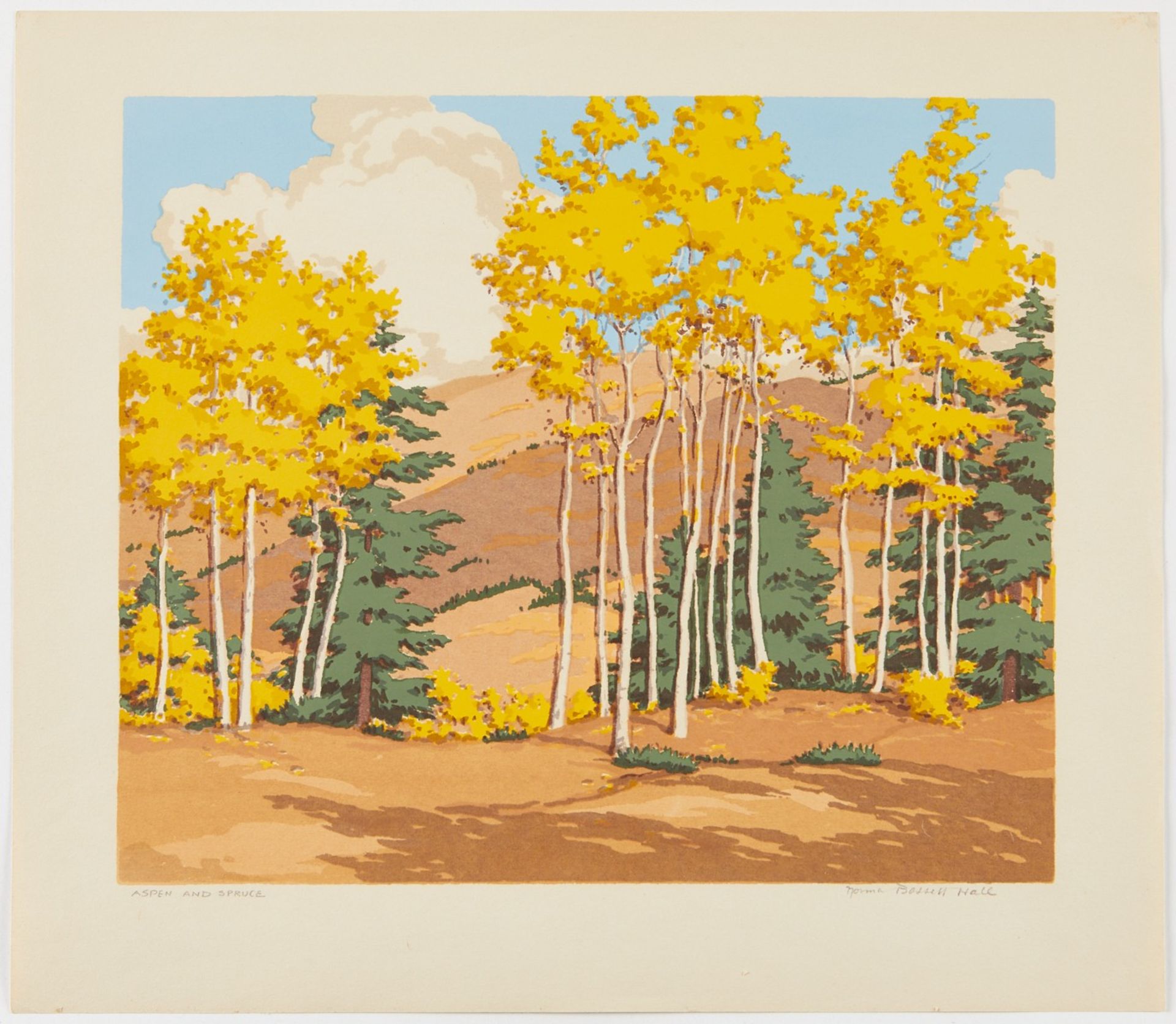 Norma Bassett Hall "Aspen and Spruce" Serigraph - Image 2 of 5