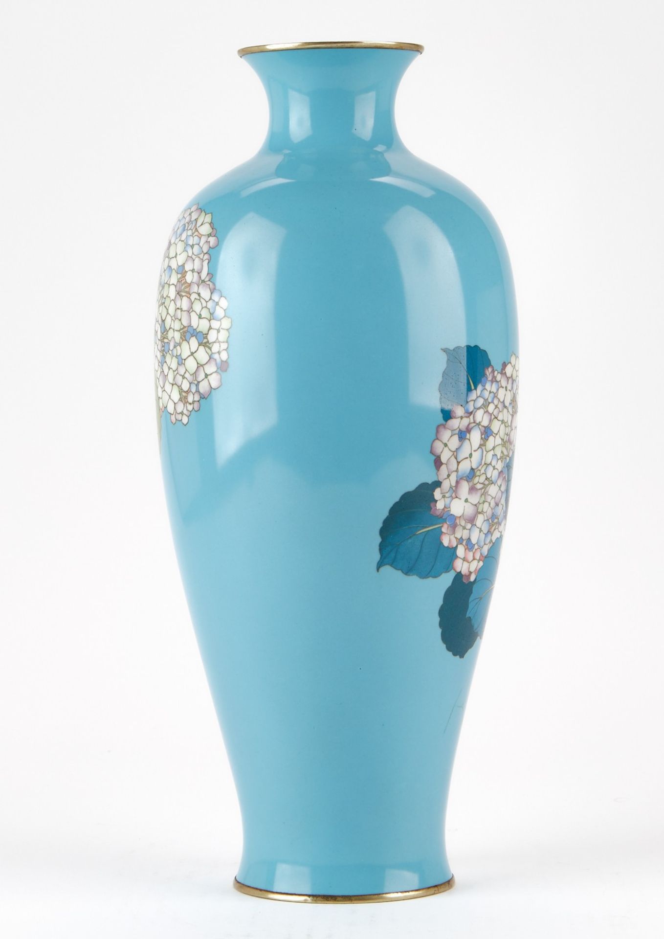Tsukamoto Hikokichi Large Cloisonne Vase w/ Hydrangeas - Image 3 of 9