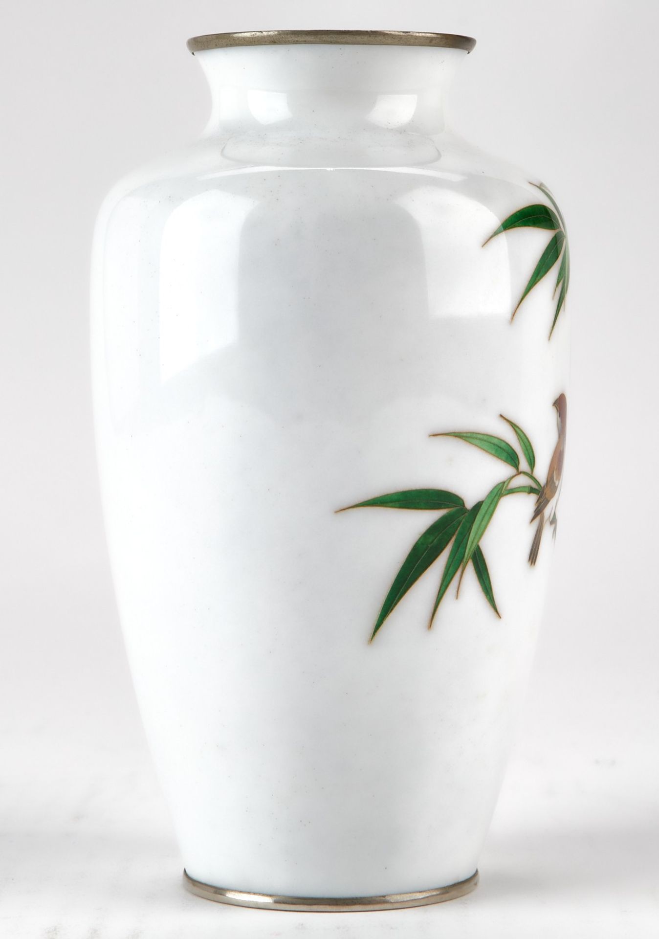 Japanese Cloisonne Vase w/ Bamboo and Bird - Bild 3 aus 7