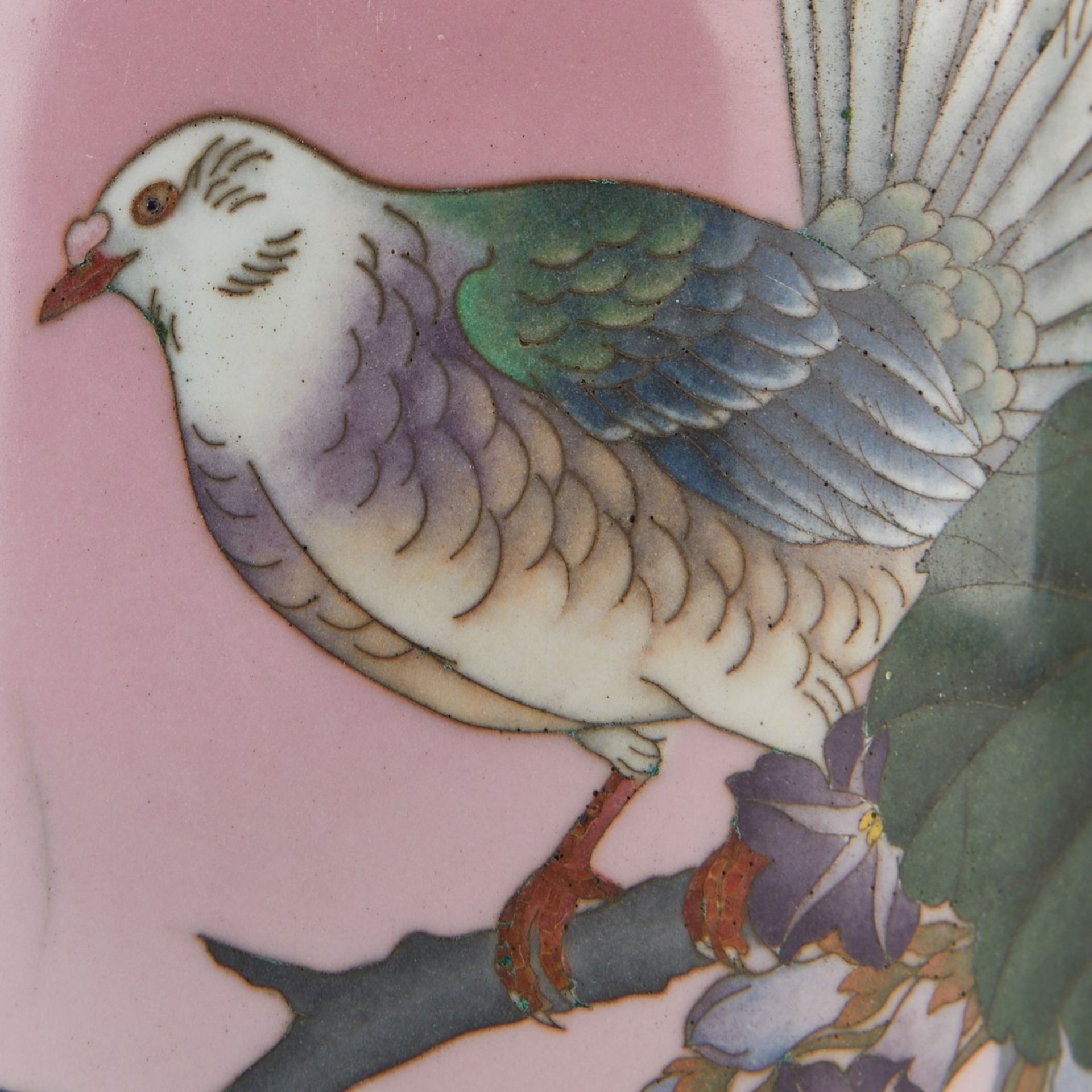 Japanese Cloisonne Vase w/ Bird - Bild 5 aus 7