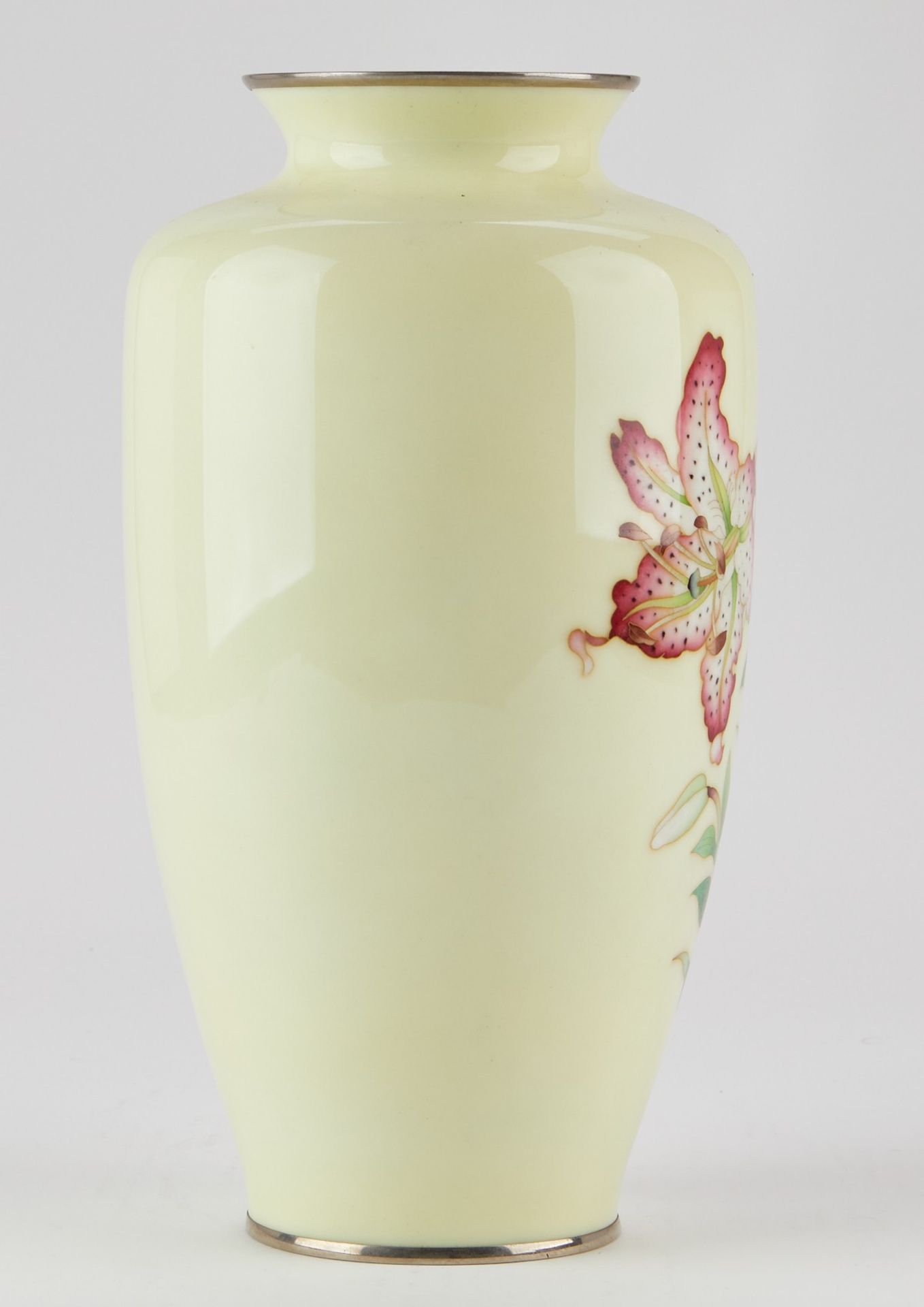 Large Japanese Cloisonne Vase w/ Lilies - Image 3 of 8