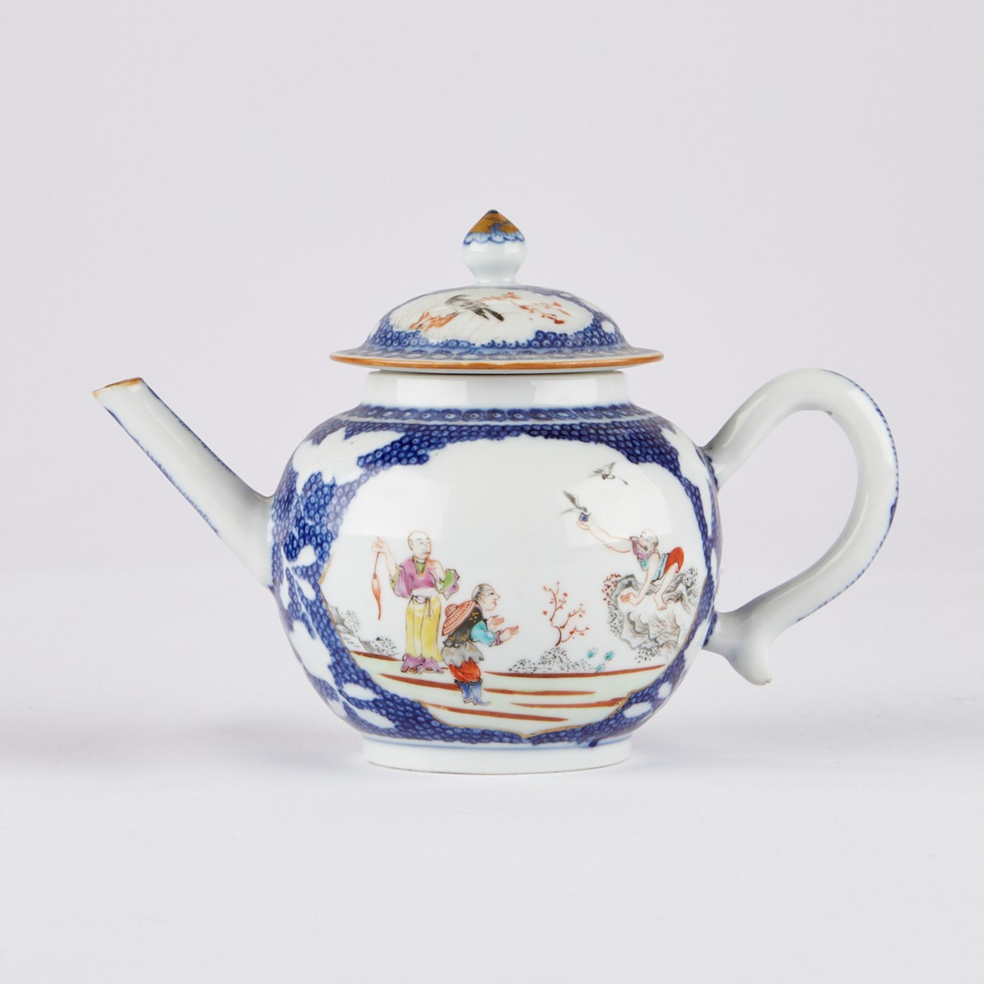 Chinese Export Famille Rose B&W Teapot & Undertray - Bild 4 aus 11