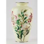 Large Japanese Cloisonne Vase w/ Lilies