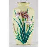 Japanese Showa Period Cloisonne Vase w/ Pink Irises