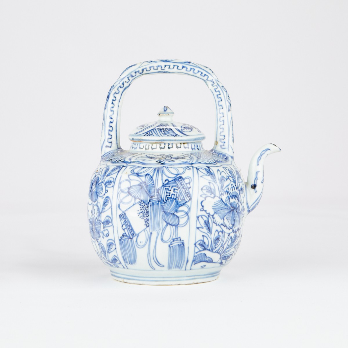 Large Japanese Export Porcelain Teapot w/ Molded Body - Image 3 of 7