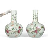Pr of Modern Chinese Porcelain Peach Blossom Vases