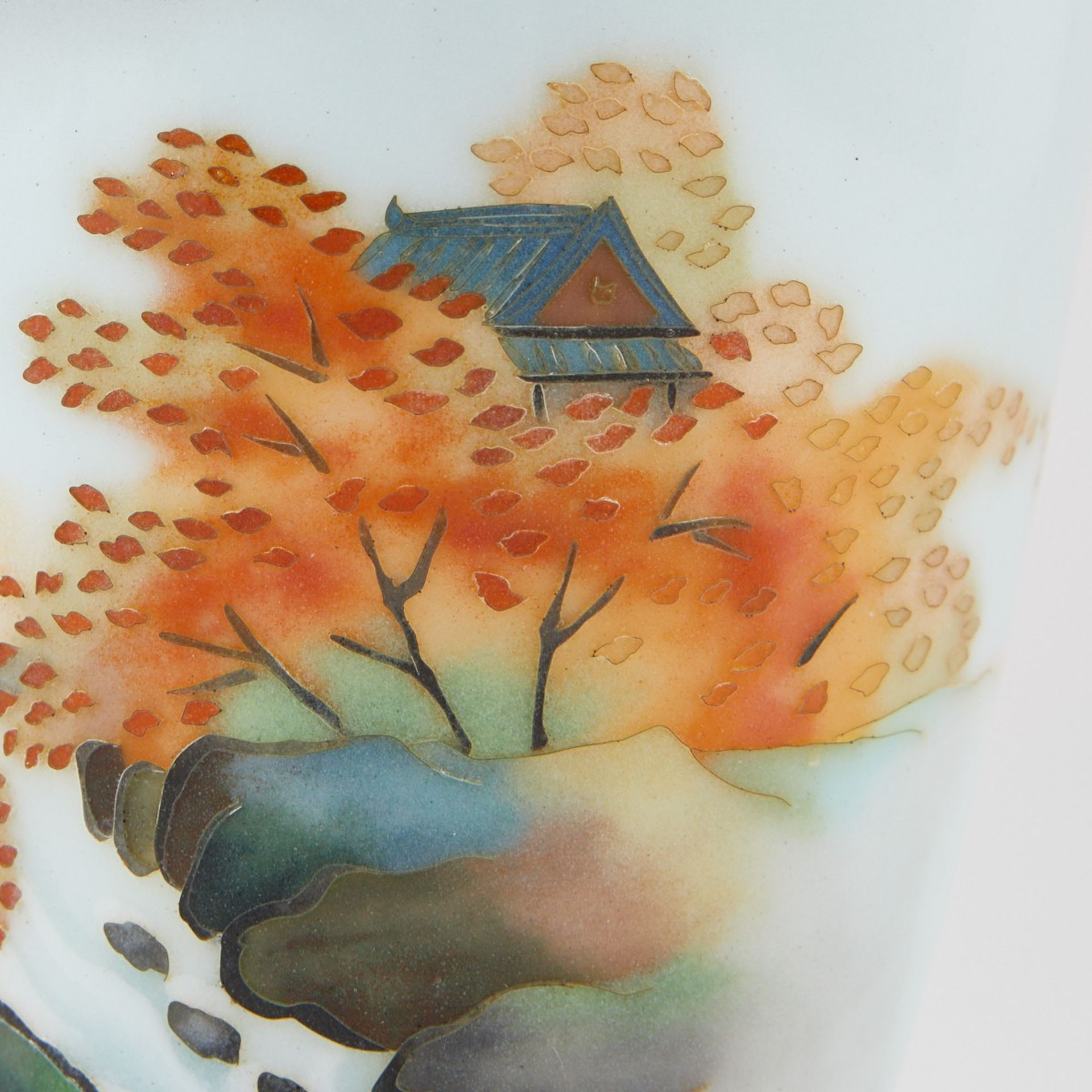 Japanese Cloisonne Vase w/ Landscape - Bild 5 aus 7