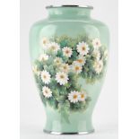 Japanese Showa Period Cloisonne Vase w/ Daisies