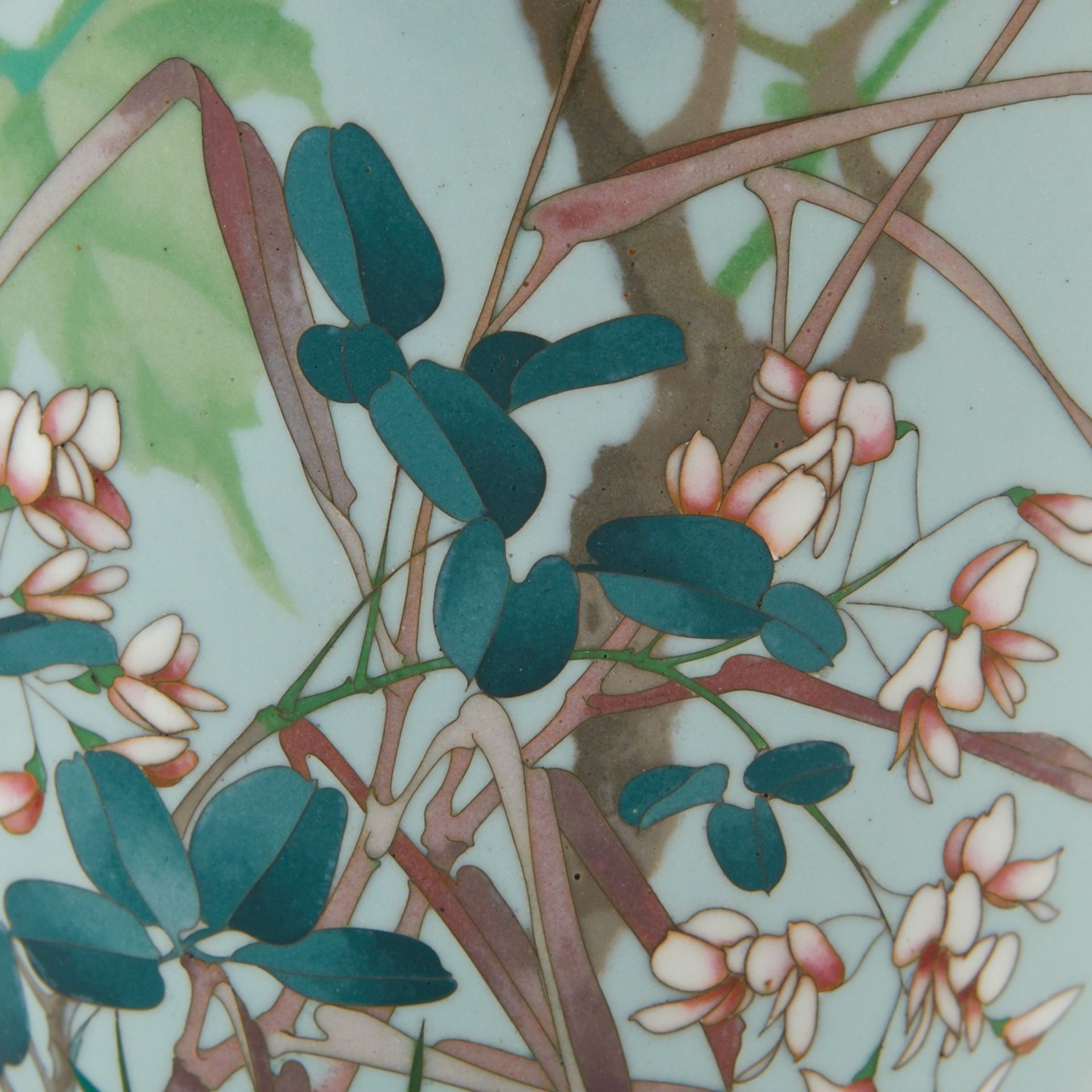 Japanese Cloisonne Vase w/ Flowers and Stream - Bild 5 aus 8