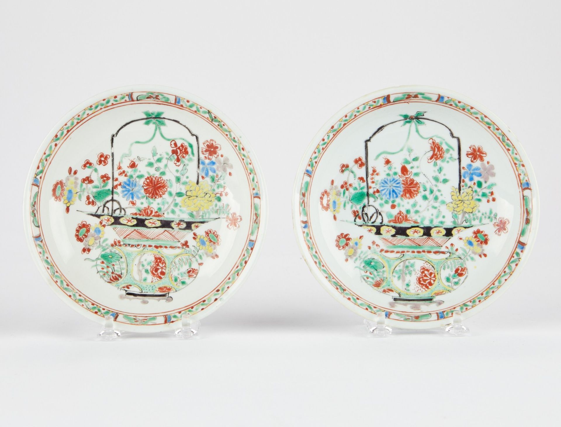 Pr Kangxi Chinese Porcelain Famille Verte Saucer Dishes