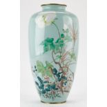 Japanese Cloisonne Vase w/ Flowers and Stream