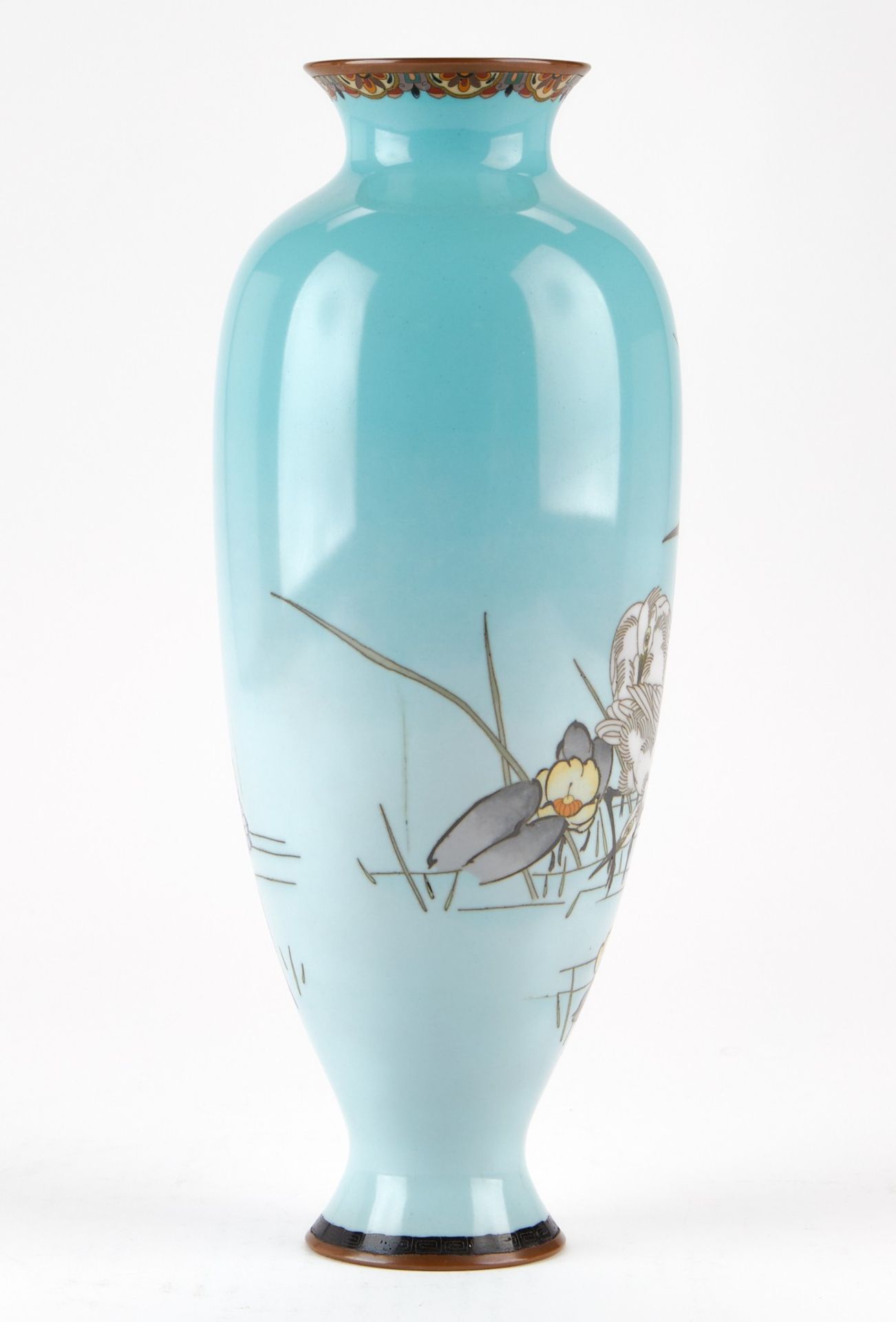 Japanese Meiji Cloisonne Vase w/ Cranes - Image 3 of 7