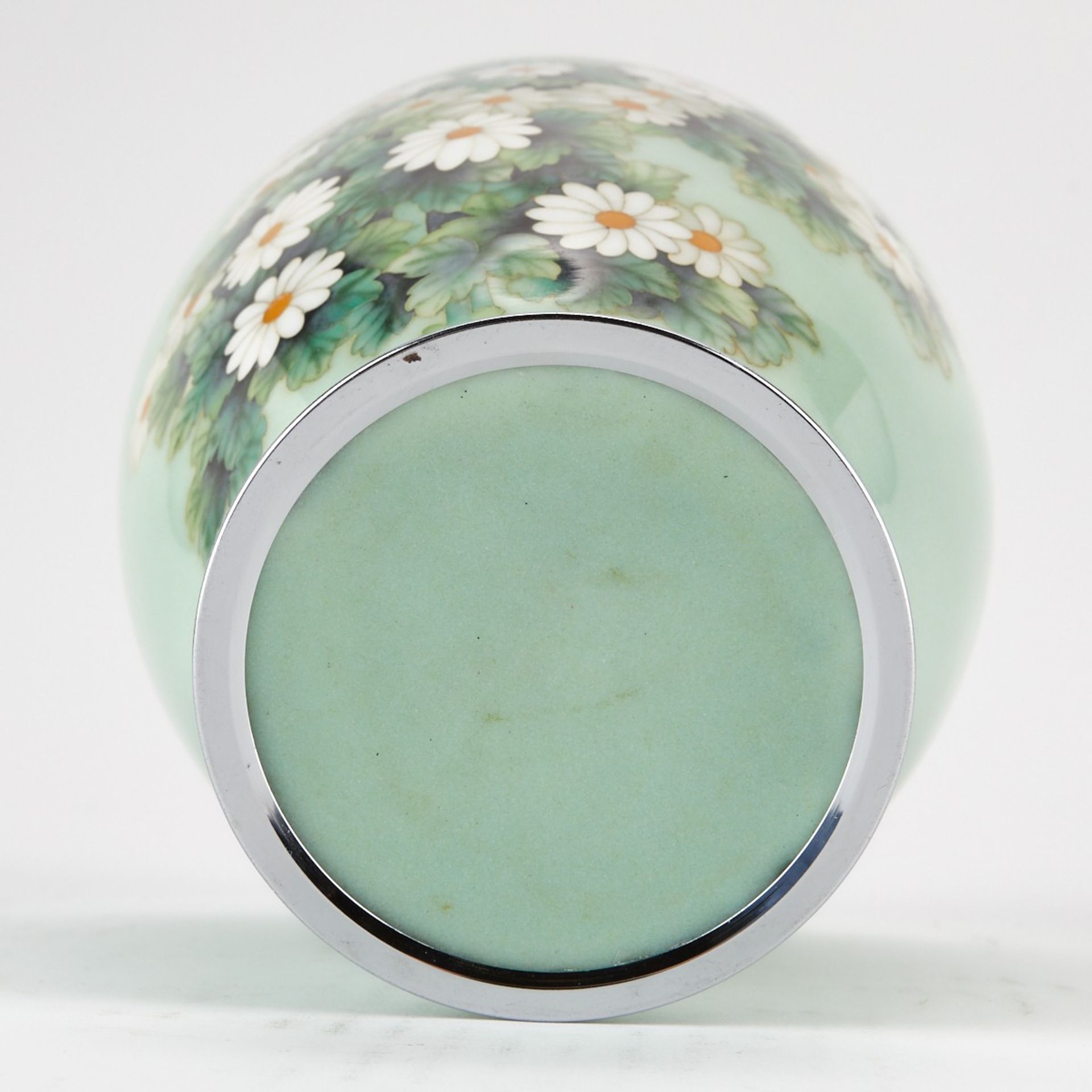 Japanese Showa Period Cloisonne Vase w/ Daisies - Bild 7 aus 7
