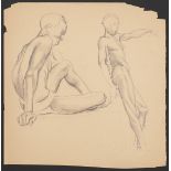 Paul Cadmus Drawing Study of 2 Male Figures Graphite on Paper