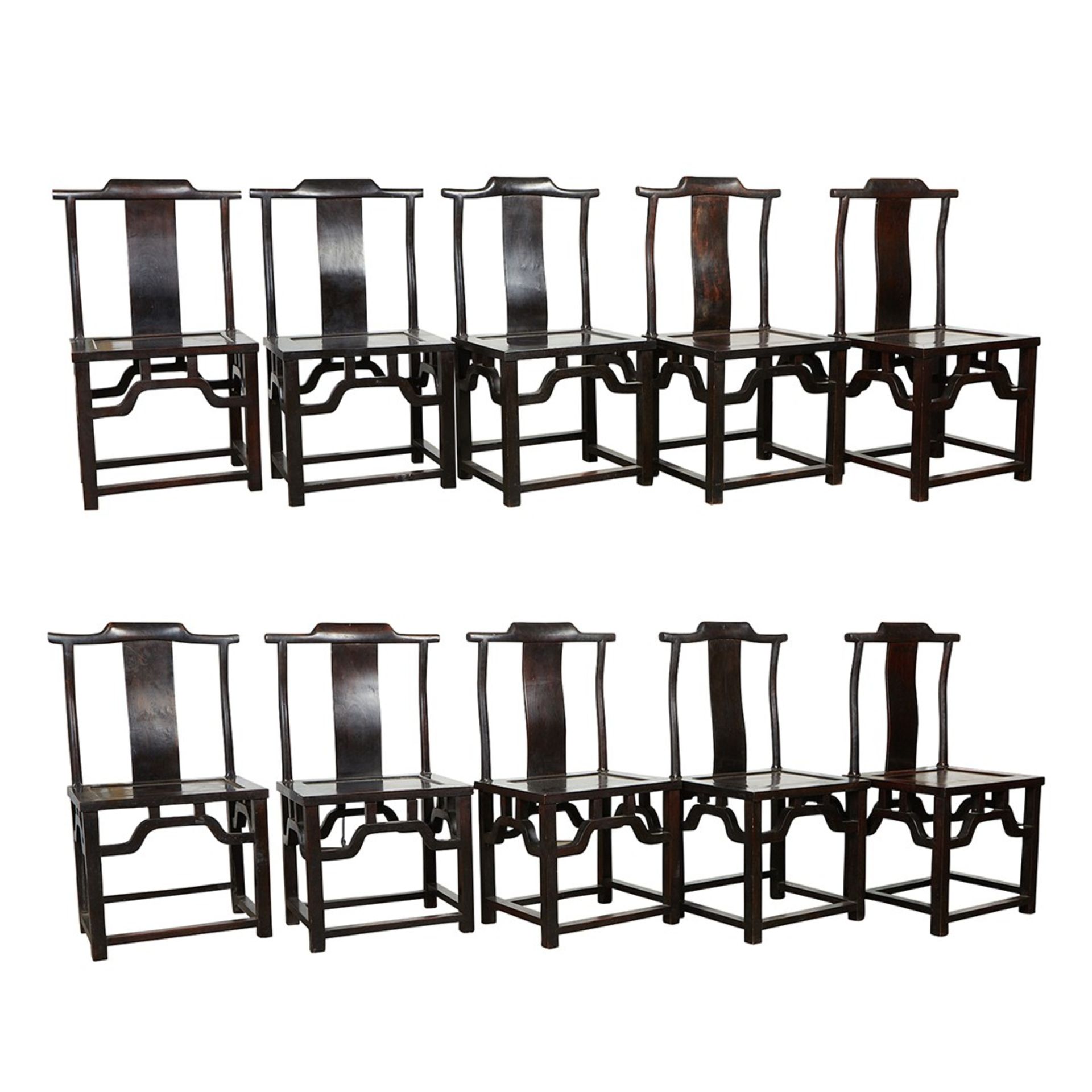 Set 10 Chinese Yokeback Side Chairs