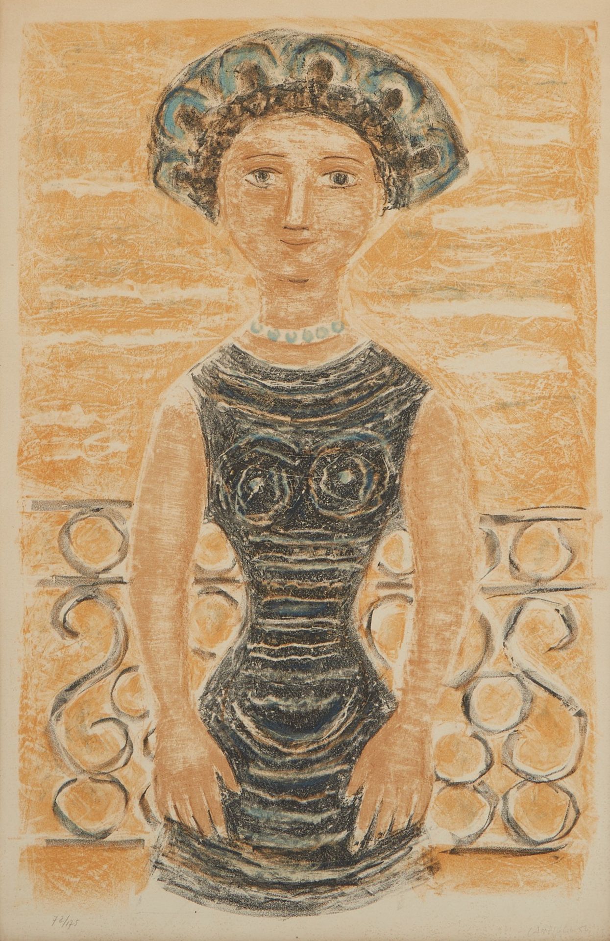 Massimo Campigli Donna Al Balcone Lithograph