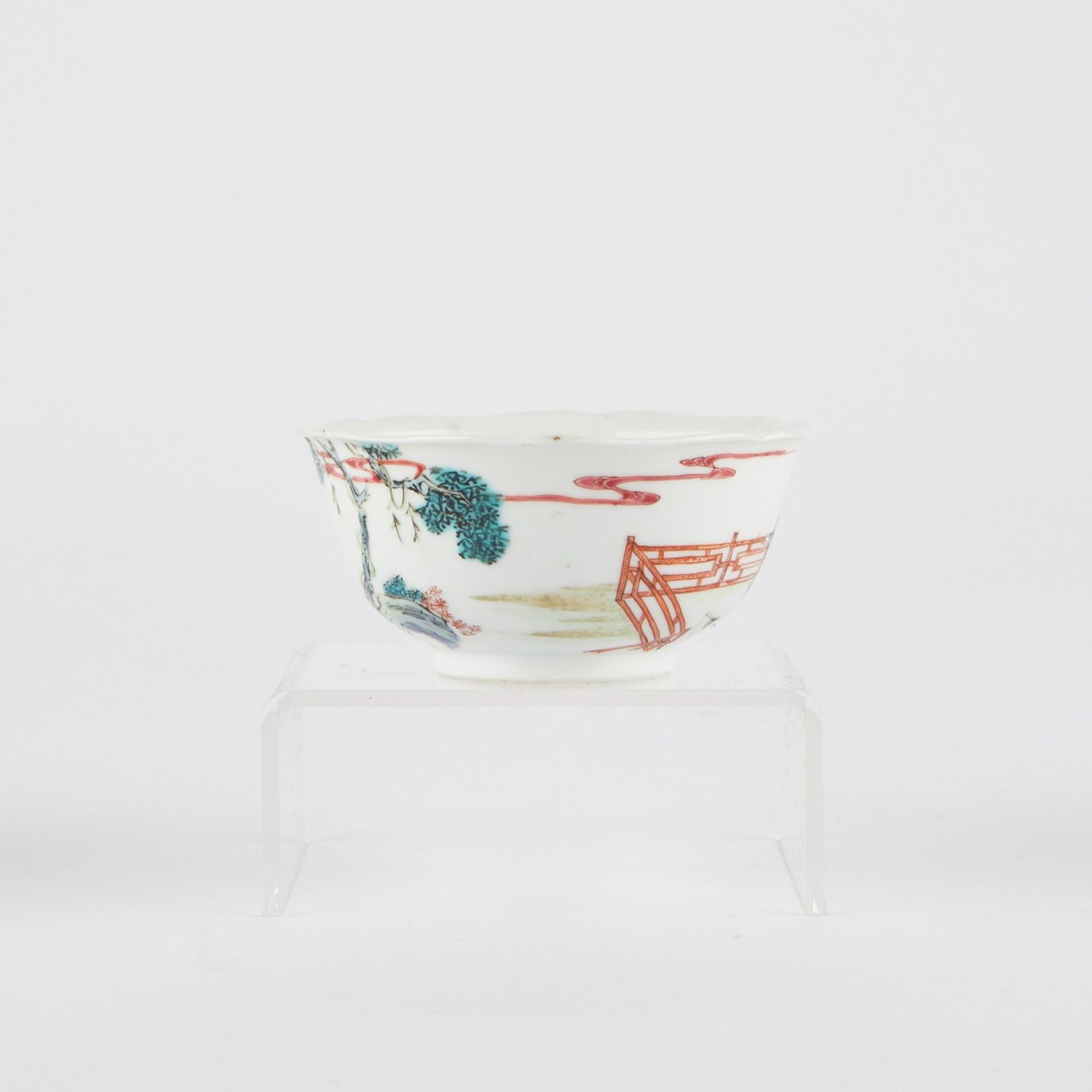 18th c. Chinese Famille Rose Lobed Teabowl & Saucer - Bild 3 aus 8