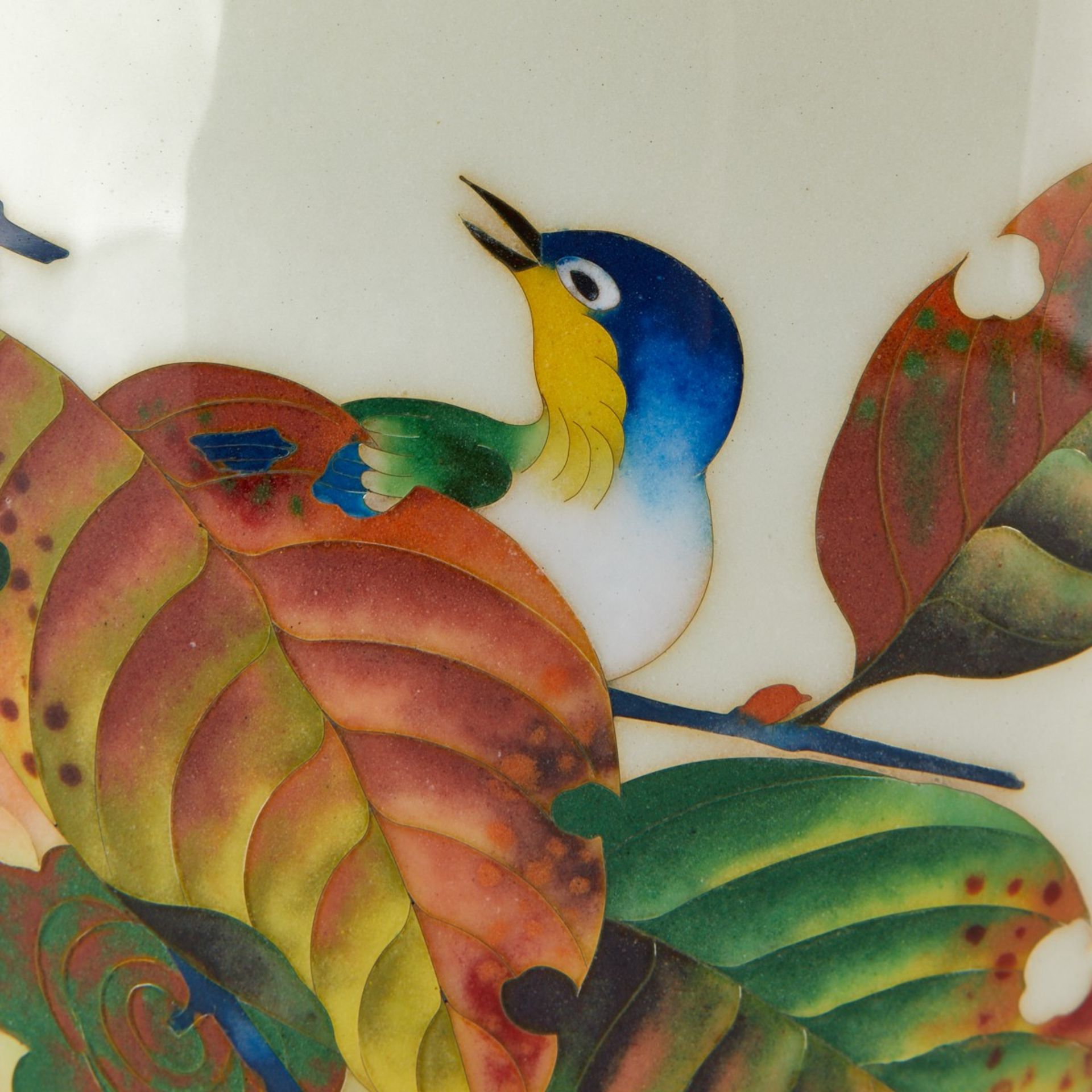 Japanese Cloisonne Vase w/ Persimmons and Birds - Bild 5 aus 7