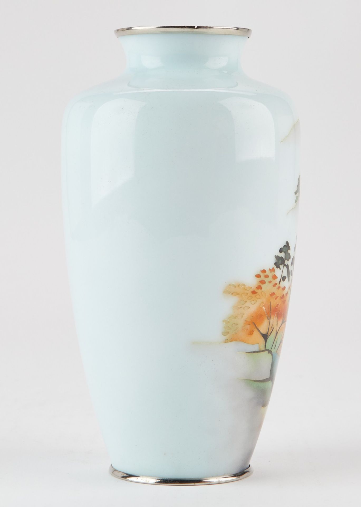 Japanese Cloisonne Vase w/ Landscape - Bild 3 aus 7