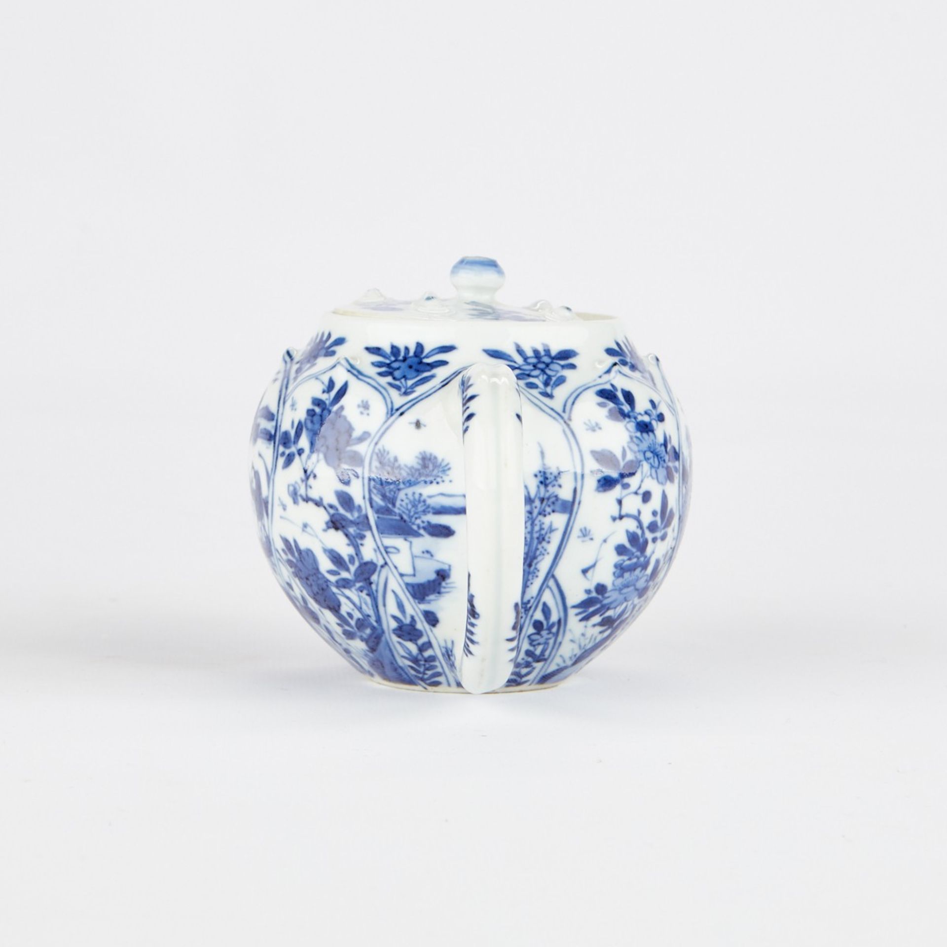 Kangxi Chinese B&W Porcelain Teapot w/ Lotus Petals - Image 3 of 6