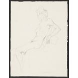 Paul Cadmus Reclining Female Nude Crayon on Paper