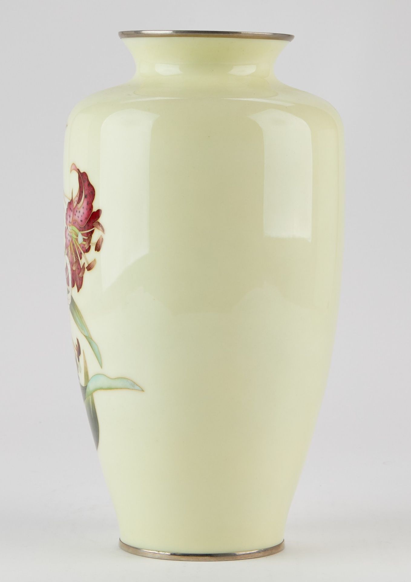 Large Japanese Cloisonne Vase w/ Lilies - Image 2 of 8