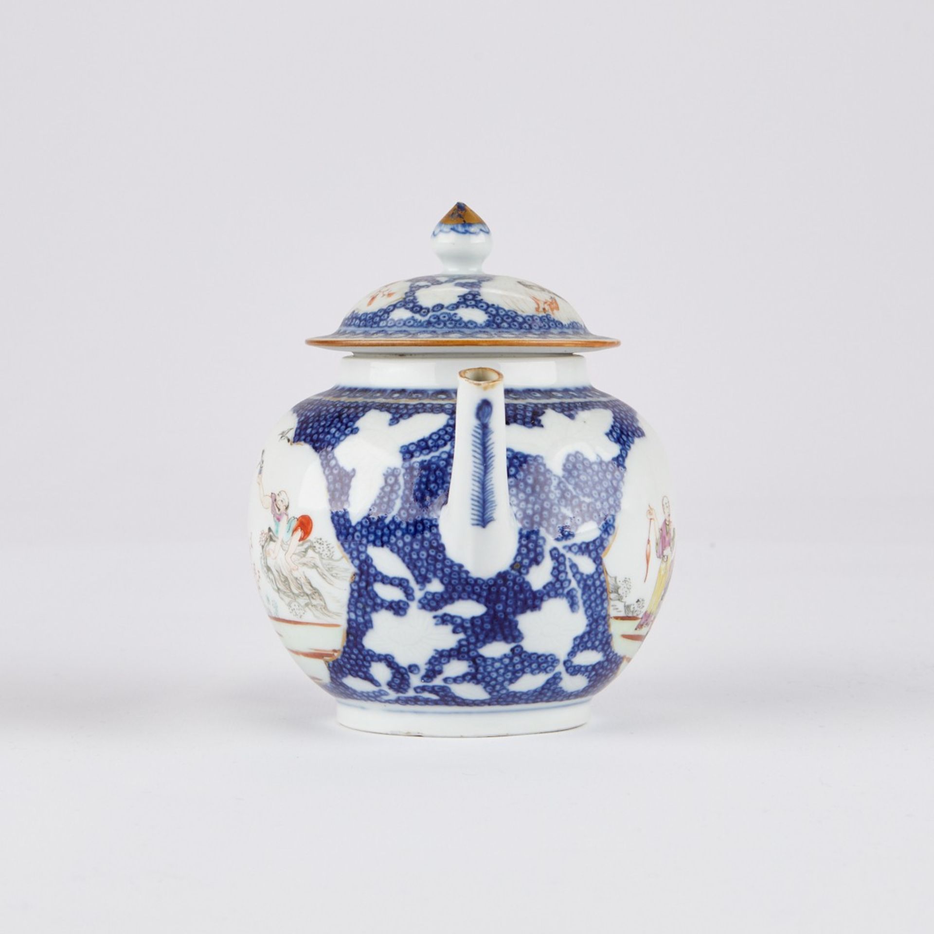 Chinese Export Famille Rose B&W Teapot & Undertray - Bild 5 aus 11