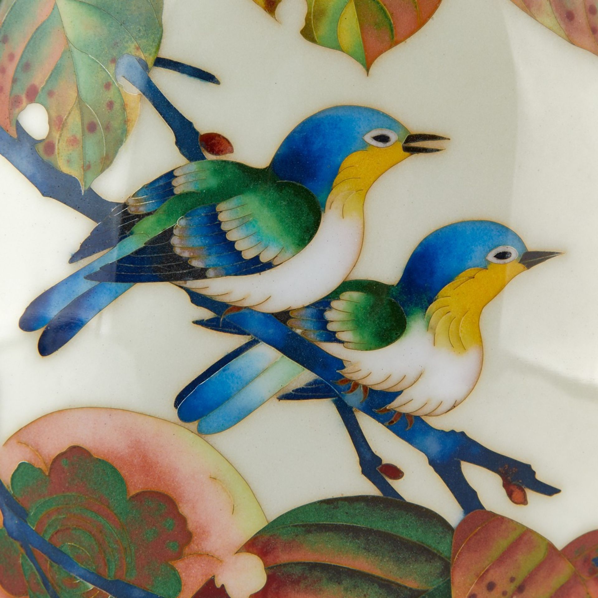 Japanese Cloisonne Vase w/ Persimmons and Birds - Image 4 of 7