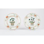 Pr. 18th c. Chinese Porcelain Famille Rose Plates w/ Bonsai Tree