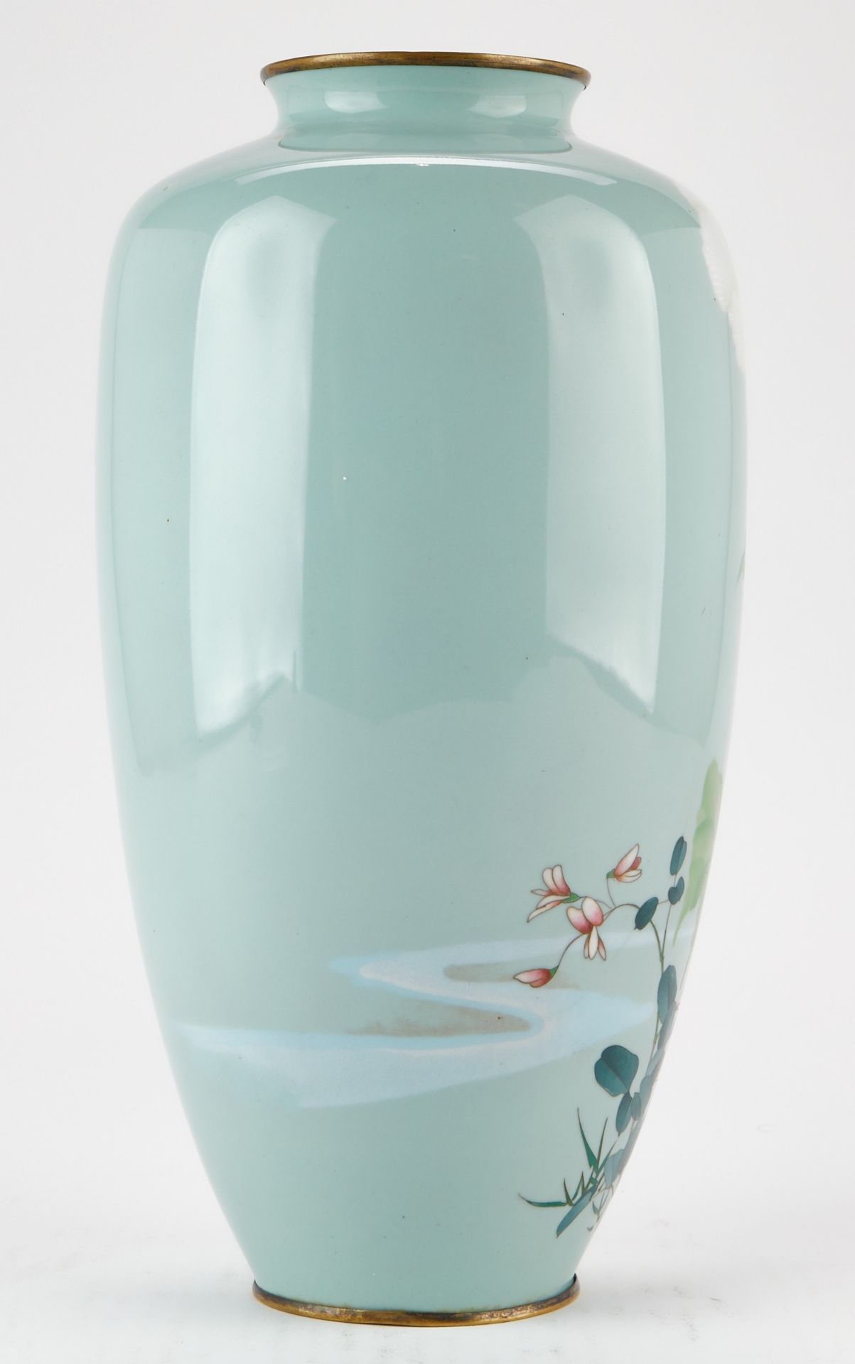 Japanese Cloisonne Vase w/ Flowers and Stream - Bild 3 aus 8
