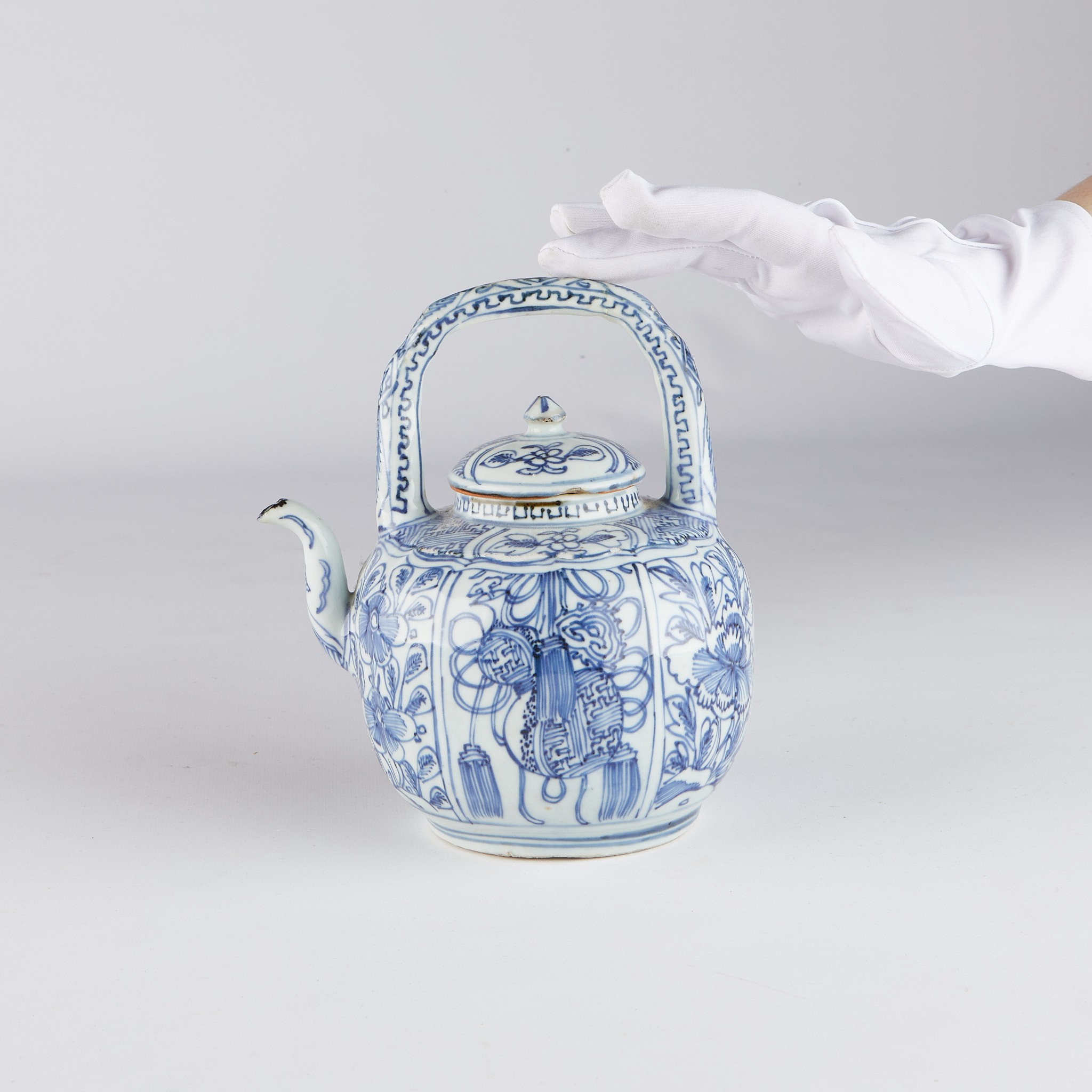 Large Japanese Export Porcelain Teapot w/ Molded Body - Image 2 of 7