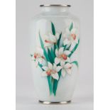 Japanese Showa Period Cloisonne Vase w/ Lilies