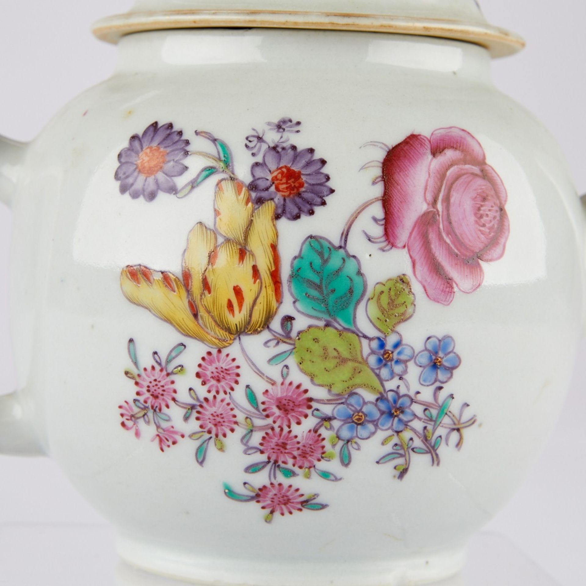 Chinese Export Famille Rose Teapot w/ Flower Decoration - Bild 5 aus 9