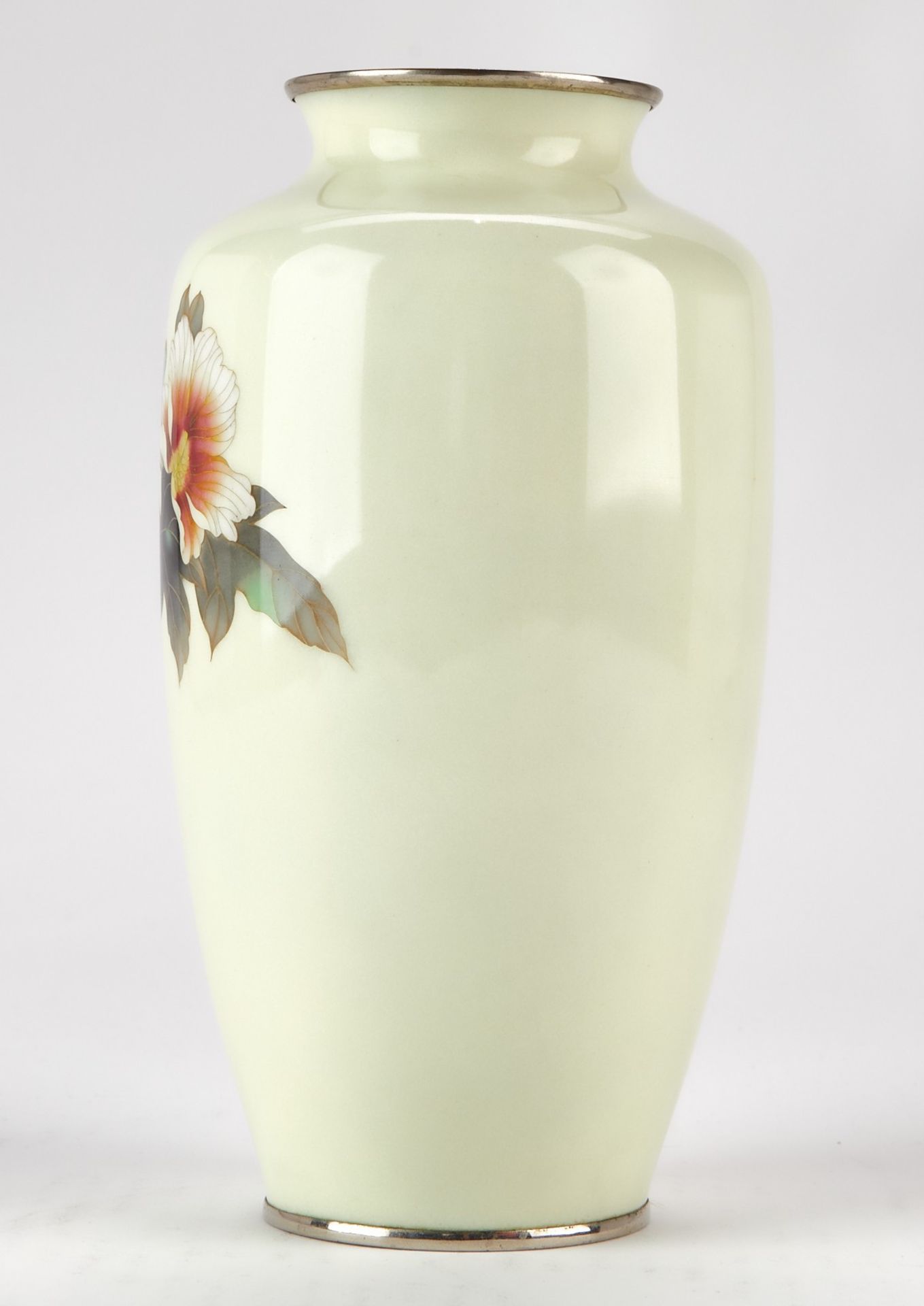 Japanese Cloisonne Vase w/ Leaves and Bird - Bild 2 aus 7
