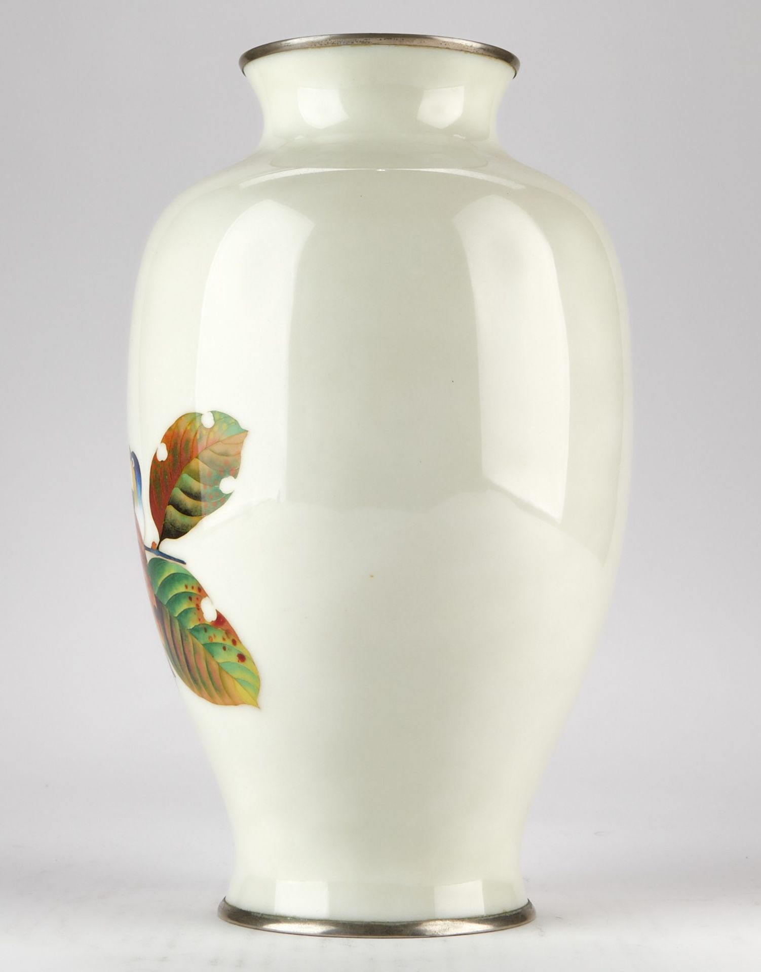 Japanese Cloisonne Vase w/ Persimmons and Birds - Bild 2 aus 7