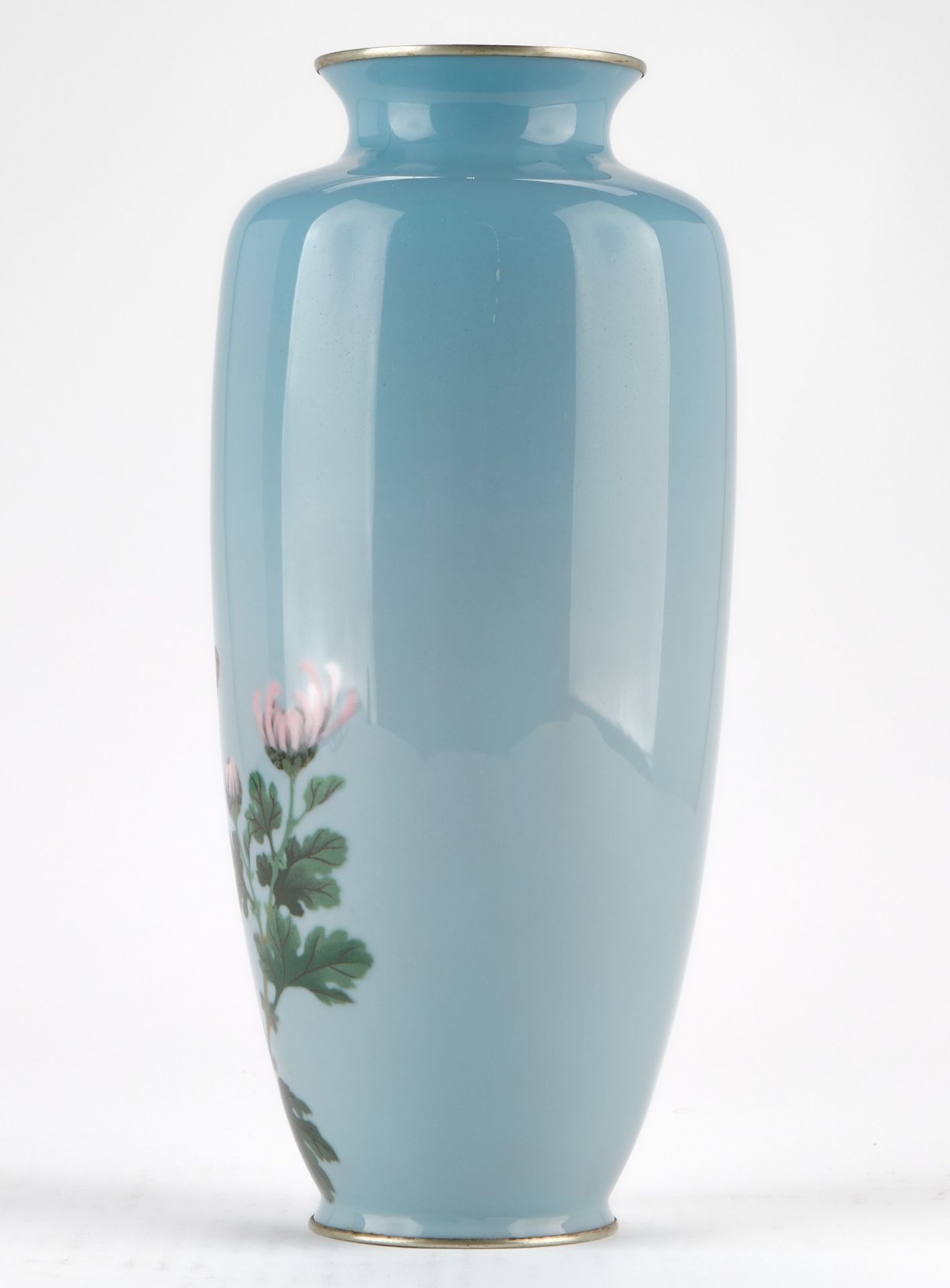 Japanese Cloisonne Vase w/ Chrysanthemum - Bild 2 aus 9