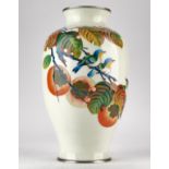 Japanese Cloisonne Vase w/ Persimmons and Birds