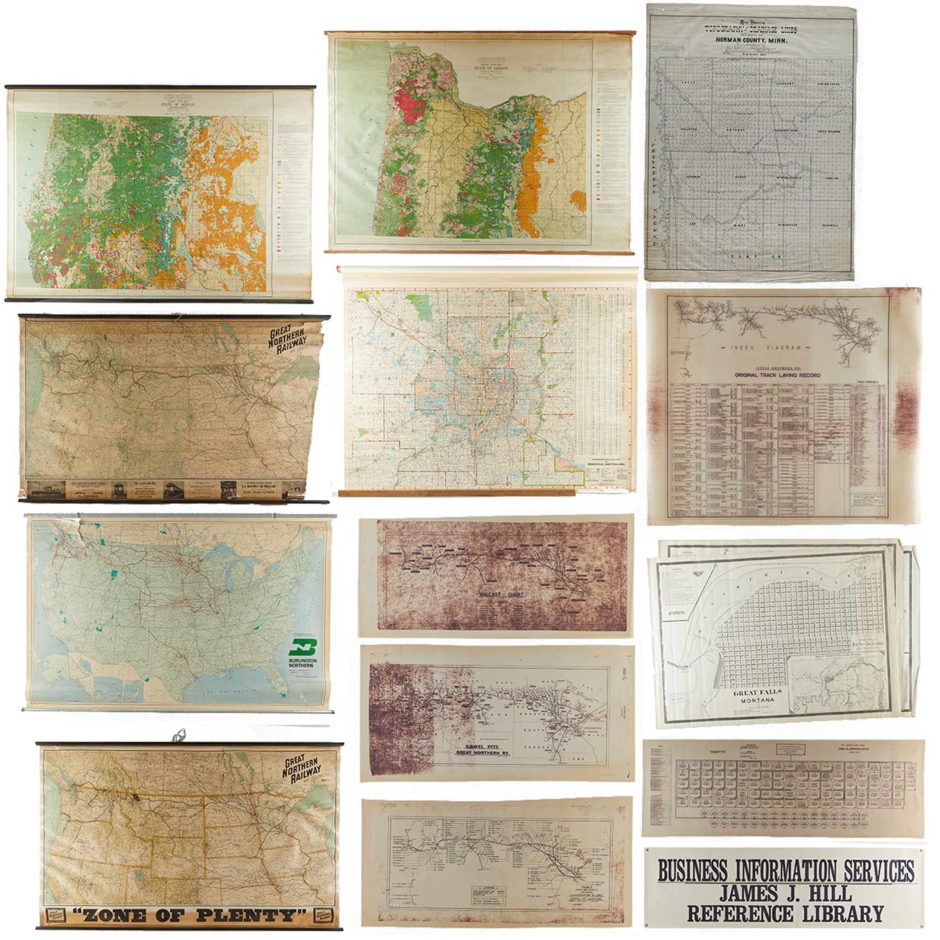 Large Group of Great Northern Railroad Maps & Schematics - Bild 9 aus 9