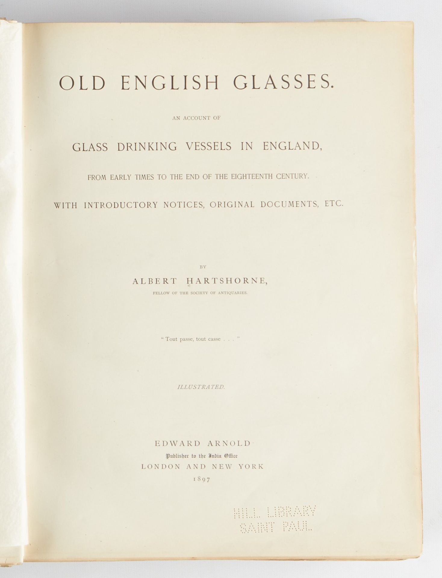 Old English Glasses Book Albert Hartshorne